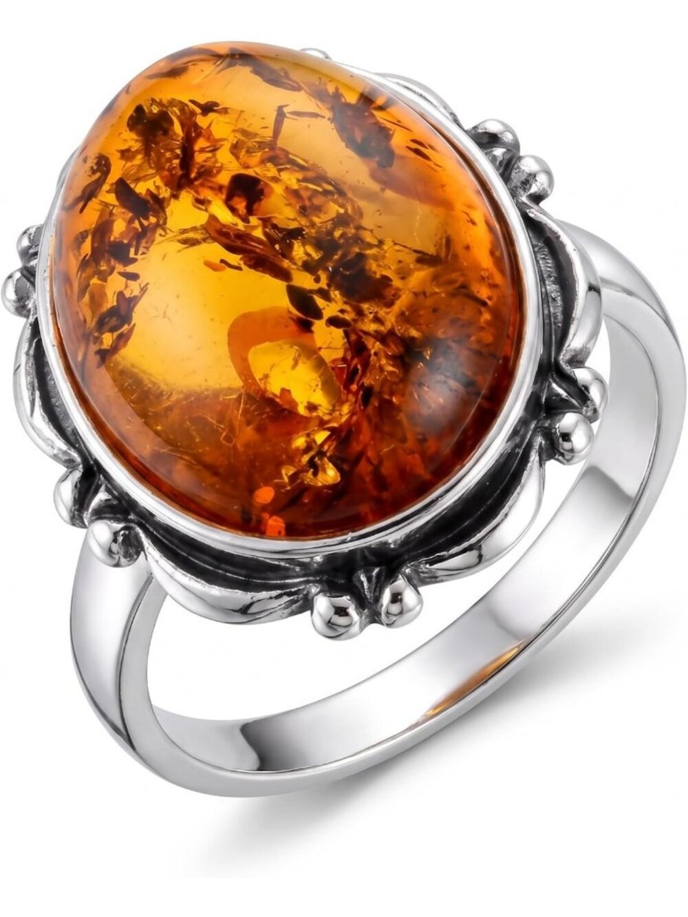Sterling Silver Baltic Honey Amber Oval Ring - Perfect Holiday Gift!